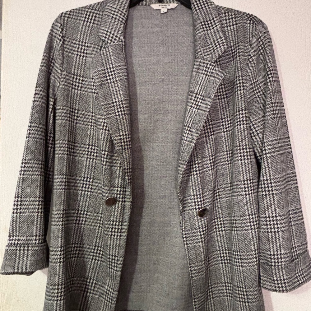 Weavers Black & Gray Plaid Blazer